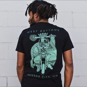 Blip Roasters Black King of Hearts Motorcyle Graphic Pocket Tee XL